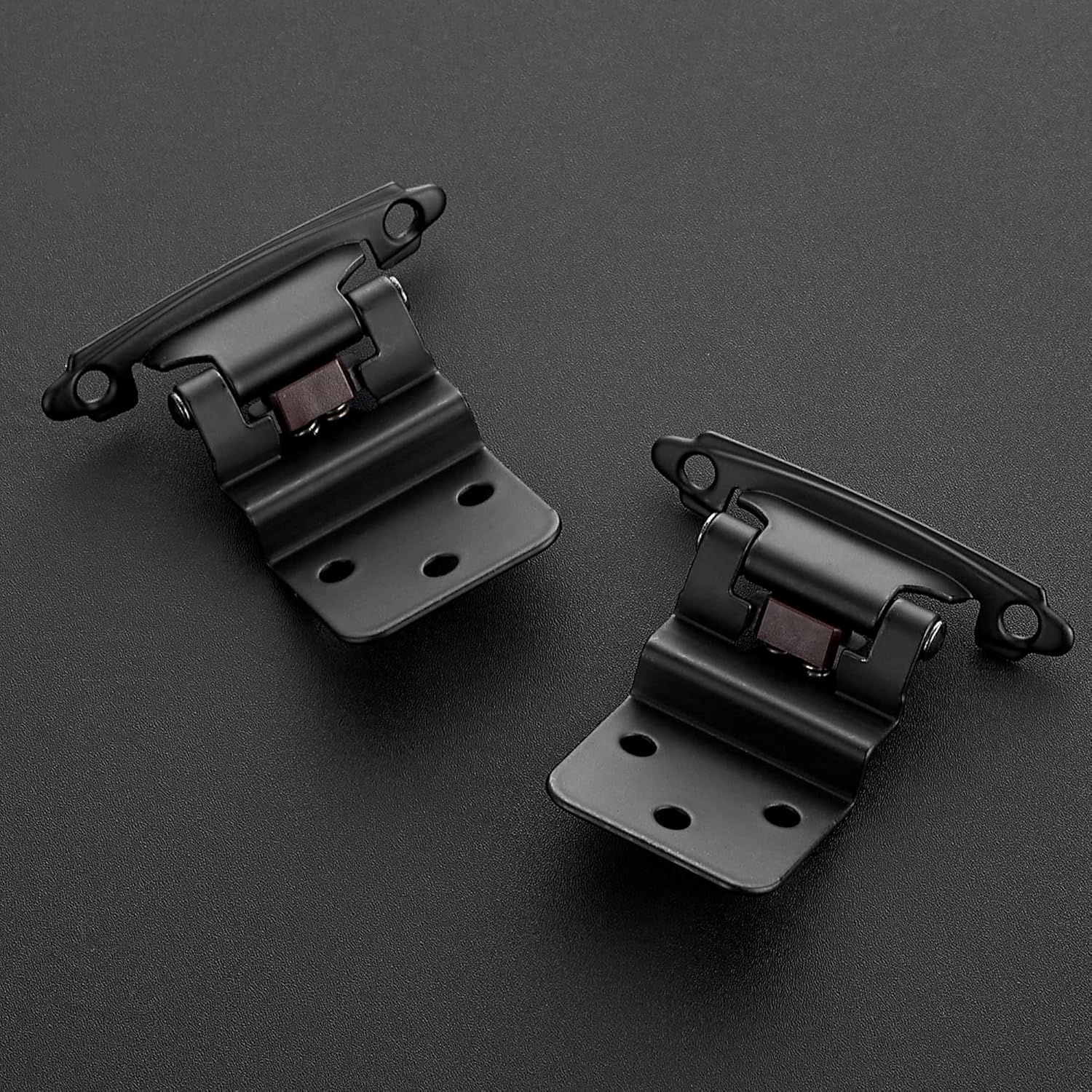 60 Packs (30 Pairs) 3/8" Inset Matte Black Cabinet Hinge, Self Closing Hinges for Kitchen/Bathroom/Furniture Cabinets & Doors. Decorative Hardware with Door Bumper.